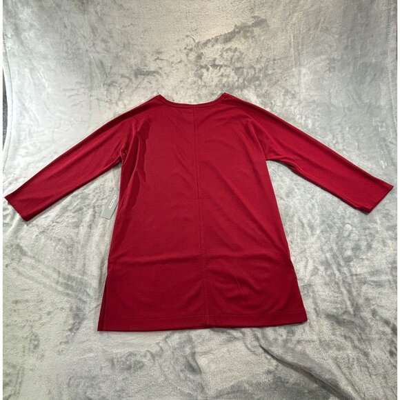 Chico’s Blouse Women's Small Wine Burgundy Mesh Hem Beaded Tunic - Picture 11 of 11